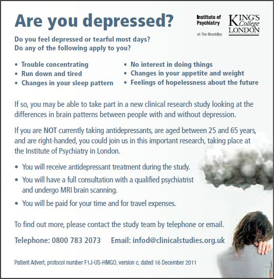Clinical Studies Trial - Are You Depressed?